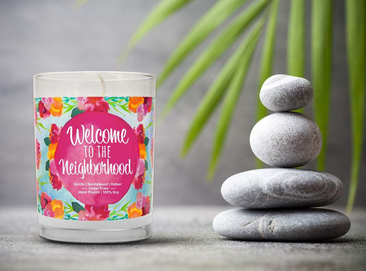 House Warming Gifts New Home 2025 for Women Men Friends - Welcome to The Neighborhood - Housewarming Candle, Present for Hostess, Apartment, Moving, Farewell, Best Neighbor, Soy Wax, Made in USA