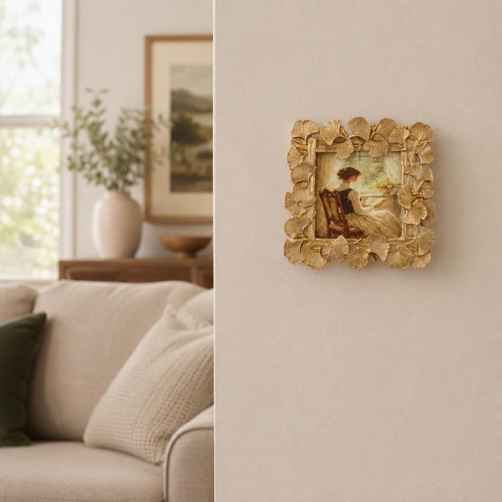 Vintage Picture Frames, Gold Vintage Frame, Leaf, Gold, 4x4 Inch