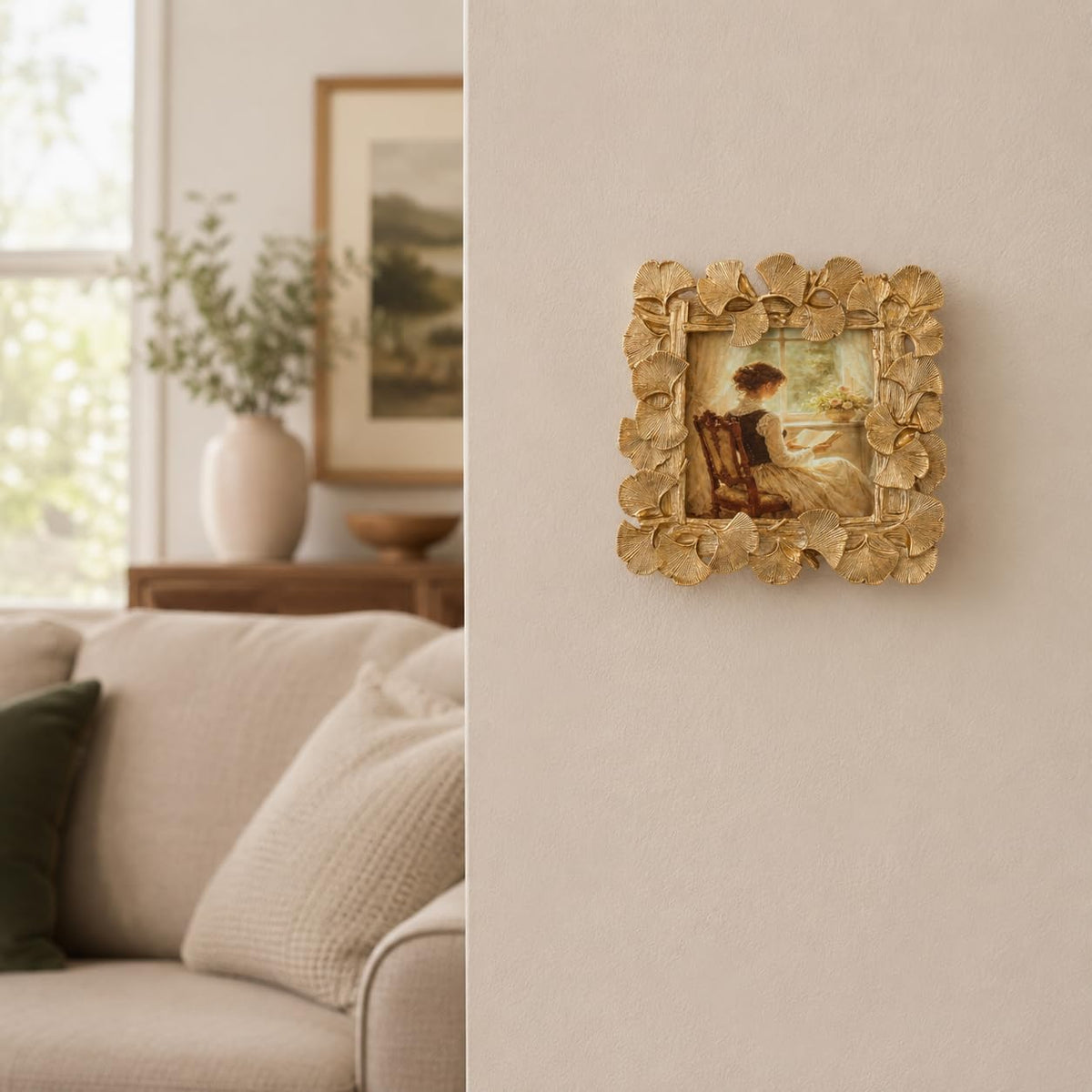 Vintage Picture Frames, Gold Vintage Frame, Leaf, Gold, 4x4 Inch