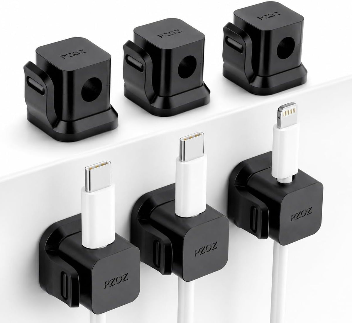 PZOZ Cable Clips 6 Pack, Adhesive Cable Management Clips with Secure Buckle