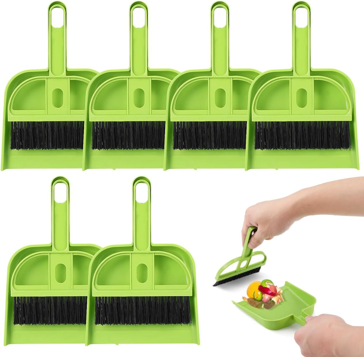 DECHOUS 6 Pack Mini Broom and Dustpan Set Desktop Cleaning Brush Set with Soft Bristles and Pointed Bristles for Desk Keyboard Windowsill Counter Home Office Sweeping Tools