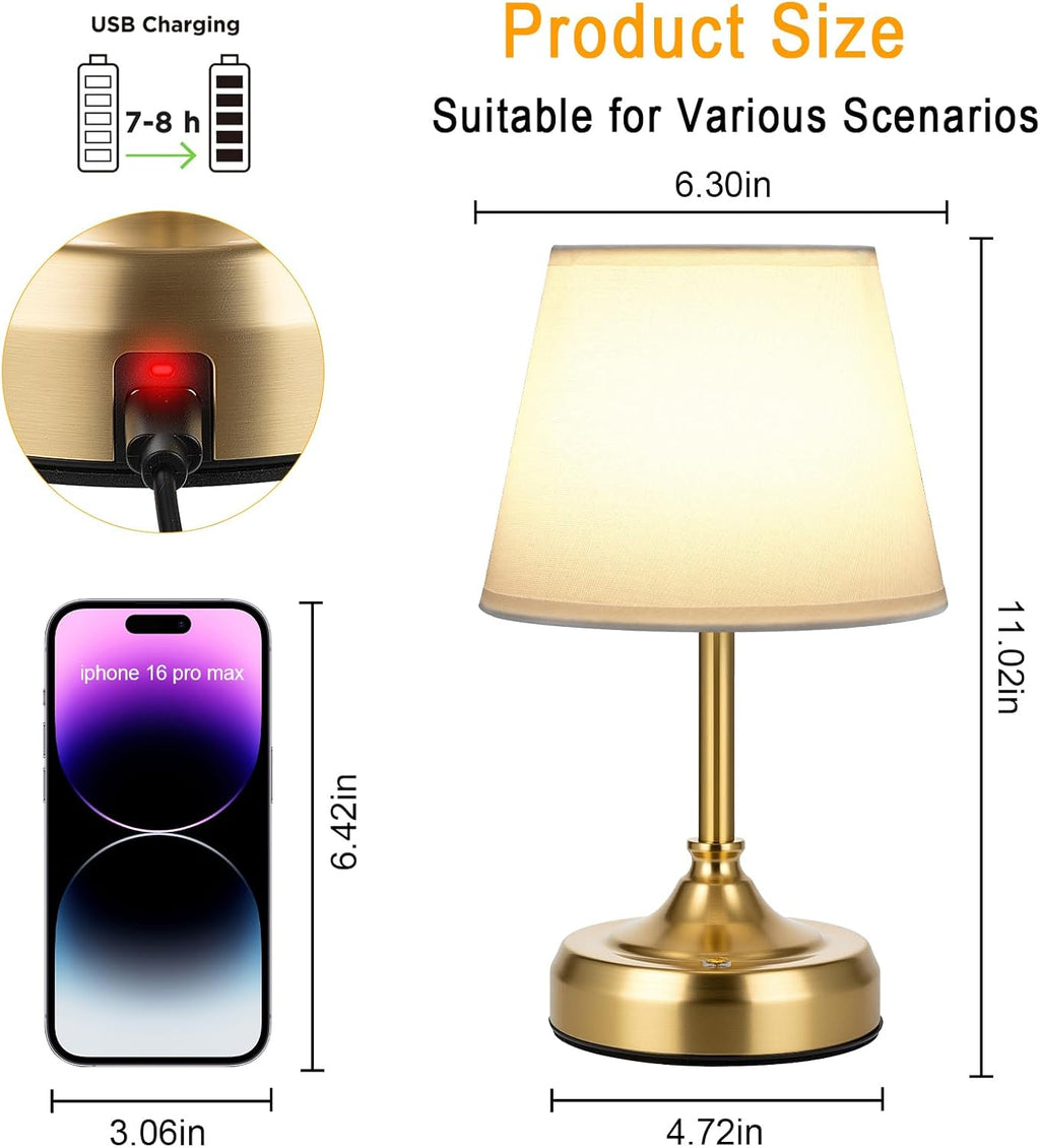 Small Cordless Table Lamp Rechargeable Gold