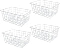 4 Pack Deep Freezer Organizer Bins Stackable Wire Basket for Organizing Metal Wire Storage Baskets for Pantry, Freezer Baskets for Chest Freezer, Upright Freezer