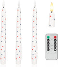4th of July Candles, Flameless Taper Candles with Remote, 9.6" Red White and Blue Star Candles, Real Wax Flickering Independence Flameless Candles, Patriotic Candles, Battery Candles, Set of 3