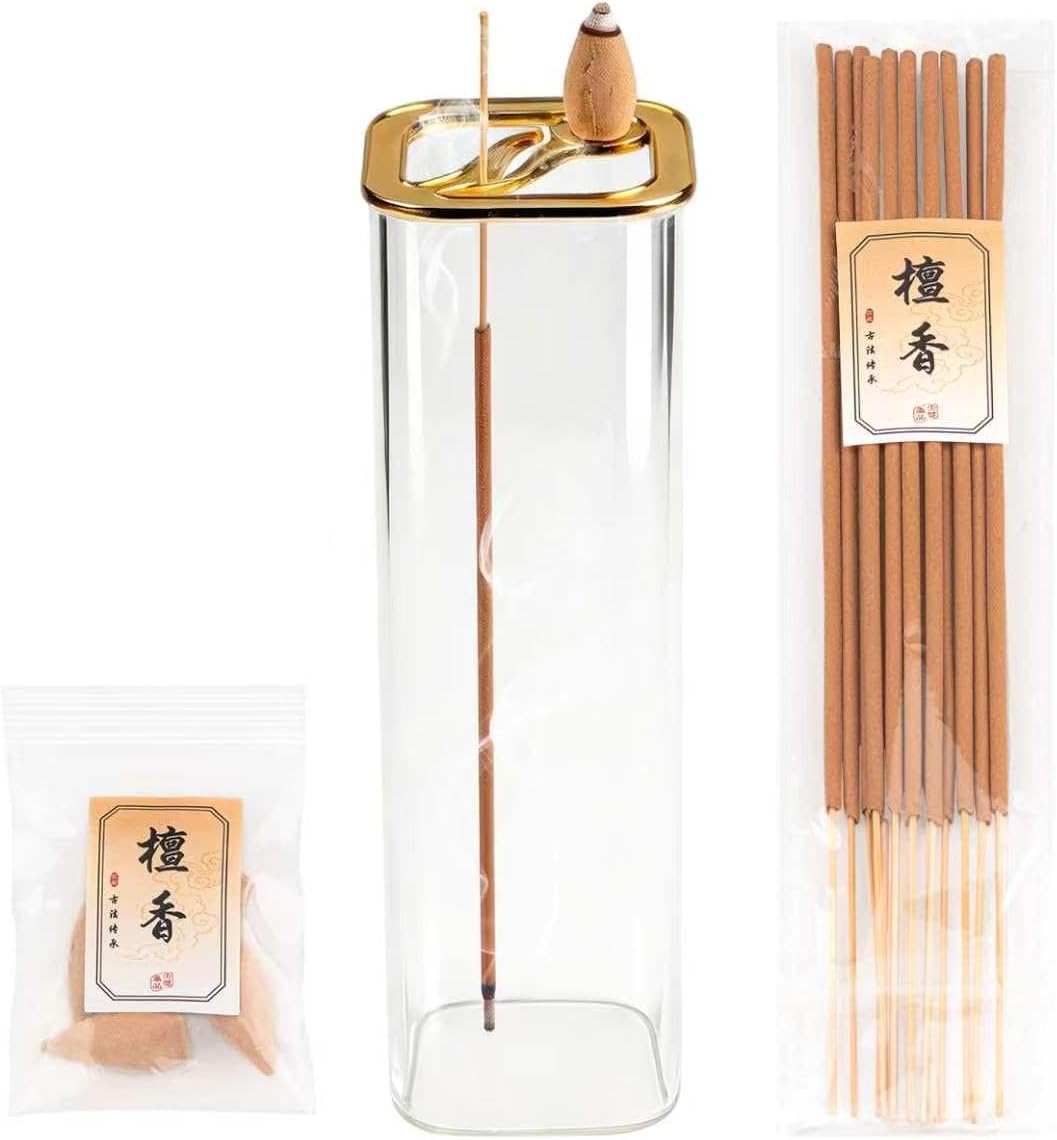 Incense Holder, Metal Incense Holder for Sticks and Cones with Removable Glass Ash Catcher, Anti-Ash Incense Burner for Meditation Relaxation (Dual-use Design)