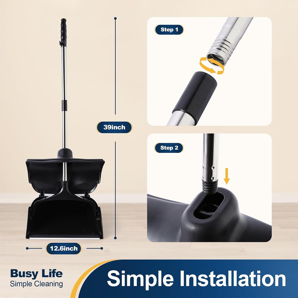 Yocada Commercial Dustpan with Wheels and Windproof Cover Indoor&Outdoor