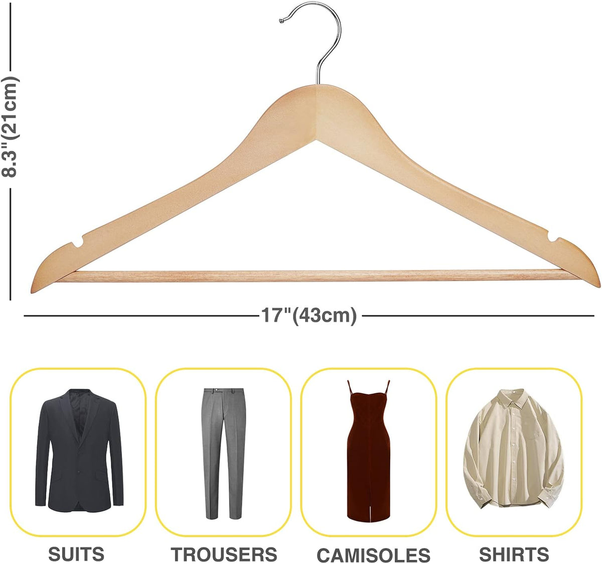 Wooden Hangers 30 Pack Clothes Hanger for Daily Used,Coat Hangers for Closet,Heavy Duty Wood Hanger for Suit, Shirts, Jackets, Dress, Pant （Light Natural）