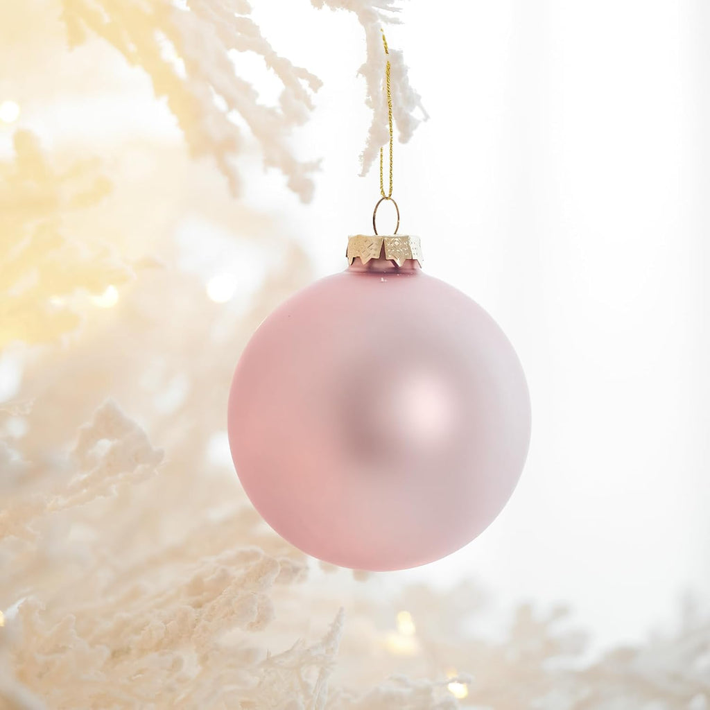 DN DECONATION Christmas Tree Decorations Ball, Pink Glass Christmas Ball