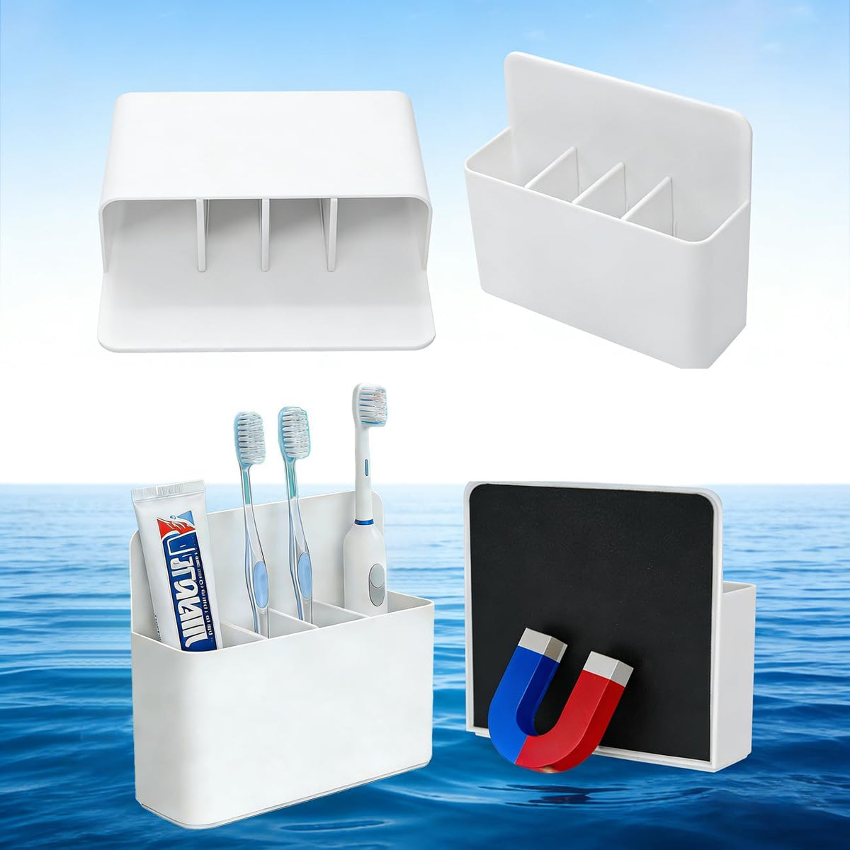 Magnetic Toothbrush Holder- The Ultimate Organizer for Small Bathroom & Cruise Travel, No Drilling Wall Mount, Adjustable for Electric Toothbrush, Royal Caribbean/Alaska Cruise Essentials 2026, White