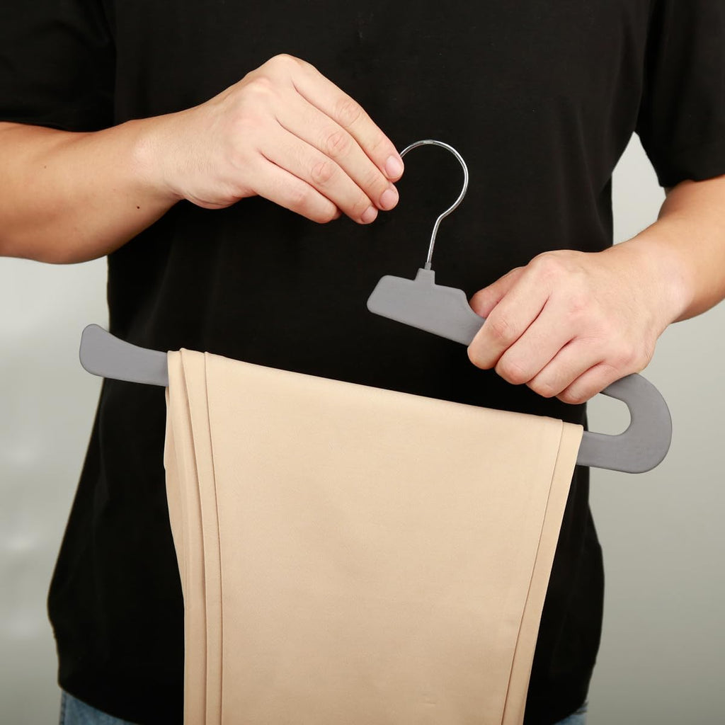 Velvet Pant Hangers Open End,8 Pack Non Slip Black Felt Trouser Hangers