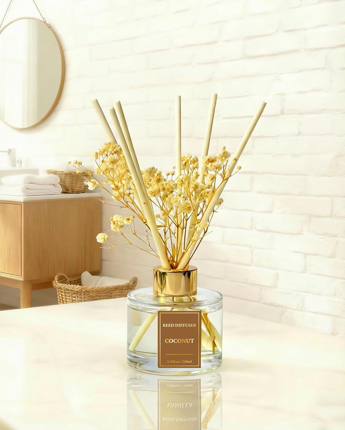 Reed Diffuser Set-Coconut Scent 3.38 fl oz,Scent Long