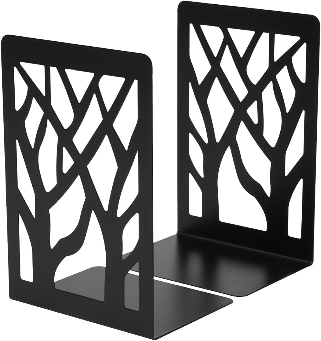 Book Ends for Shelves Decorative,Tree Metal Bookend Supports for Home Office School Heavy Books, Set of 3 Black Book Holders for Shelf Unique Decoration Book Stoppers