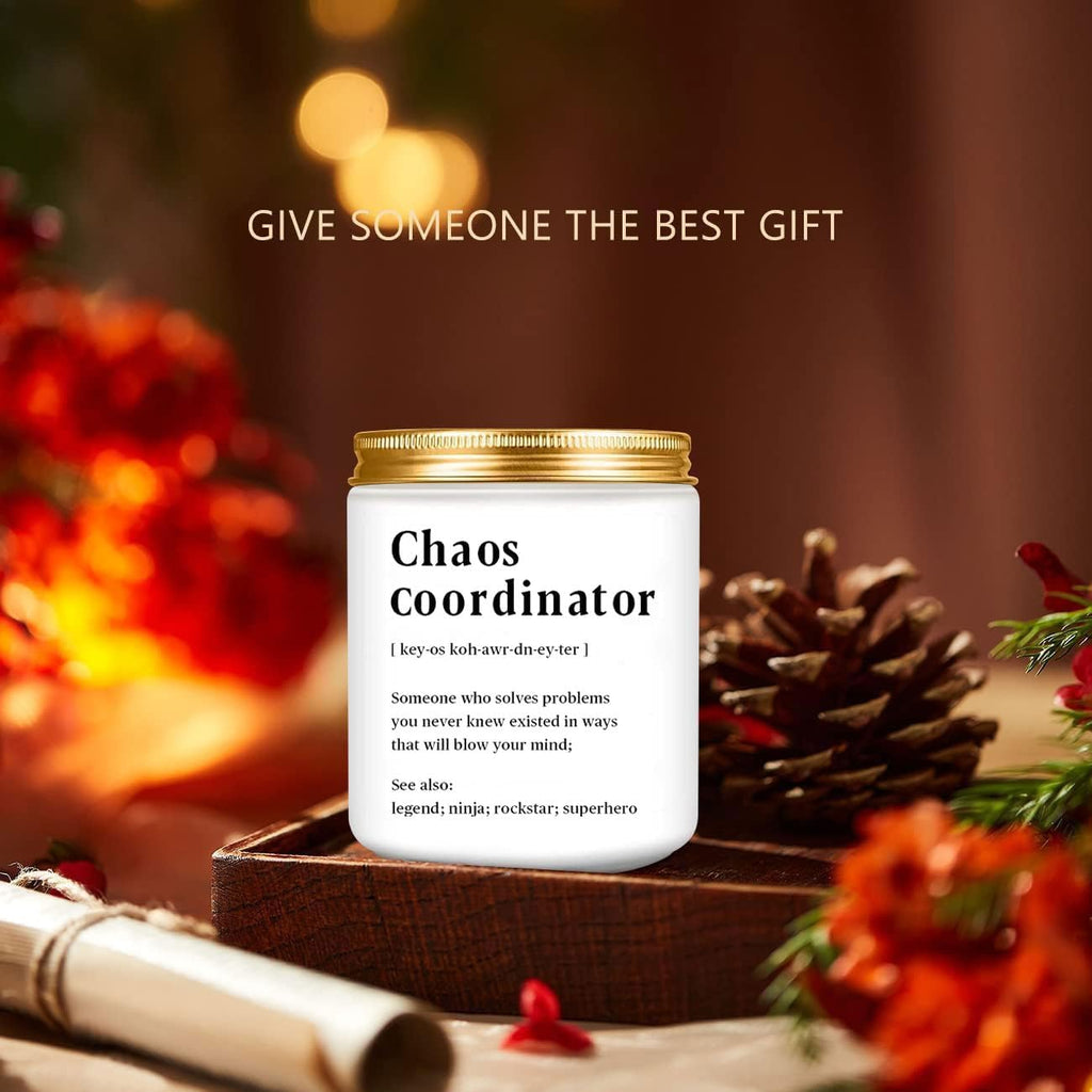 LEIOH Chaos Coordinator Gift Ideas,Christmas Birthday Thank You Gifts for Women,Boss Lady,Coworkers,Manager,Office,Teacher,Nurse,Mom,Her, Lavender Jar Candle