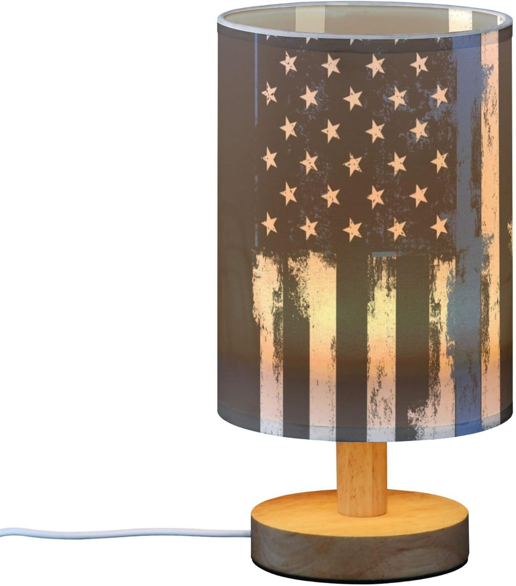 Traditional Police Officer Flag LED Table Lamp with USB Port Night Light Bedroom Lamps for Nightstand Living Room Dorm Home Office Desk