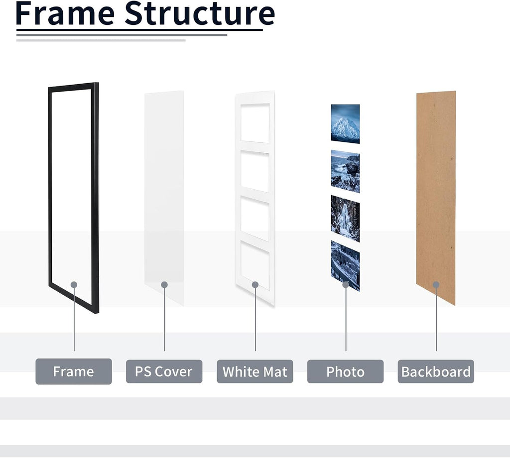 WIFTREY 2 Pack 4x6 Picture Frames Collage with 4 Openings, Display Eight 4 x 6 Photo Pictures for Wall Mounting, Black