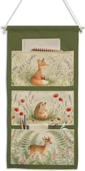 IAXIC Watercolor Forest Animal Canvas Wall Hanging Organizer with Pockets
