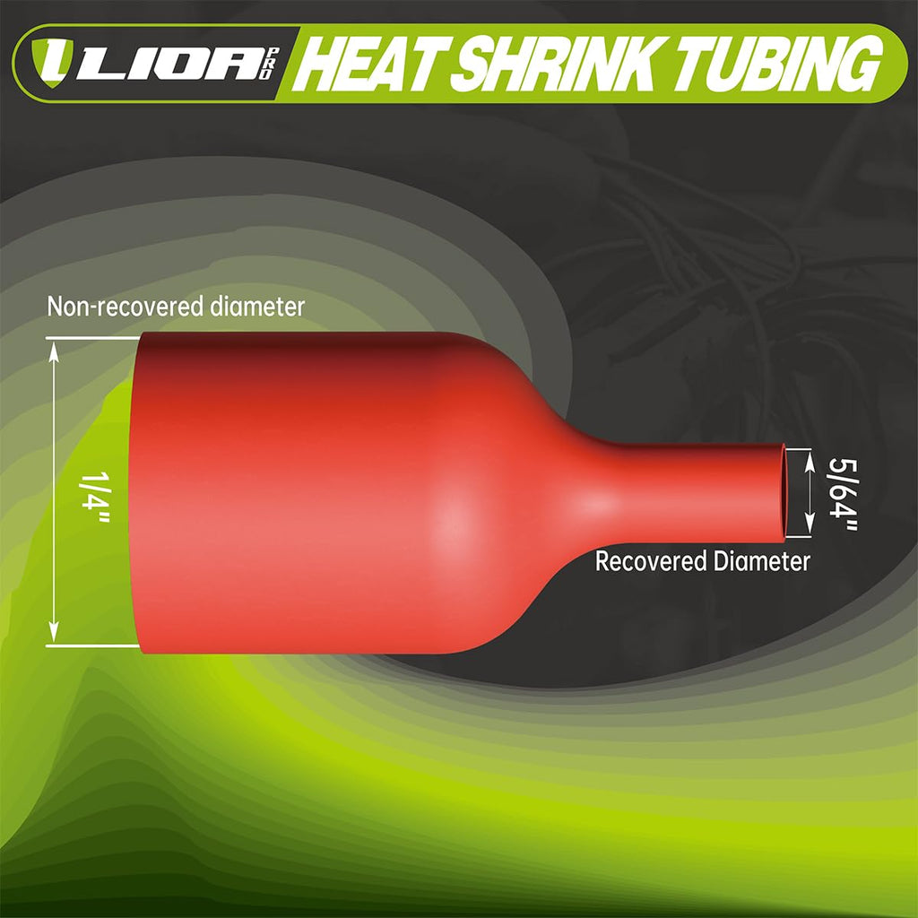 1/4" Red Heat Shrink Tubing 50FT - 3:1 Dual Wall Adhesive Lined, Waterproof Insulation, UL Listed for Automotive Wires, Electronics & DIY Repair