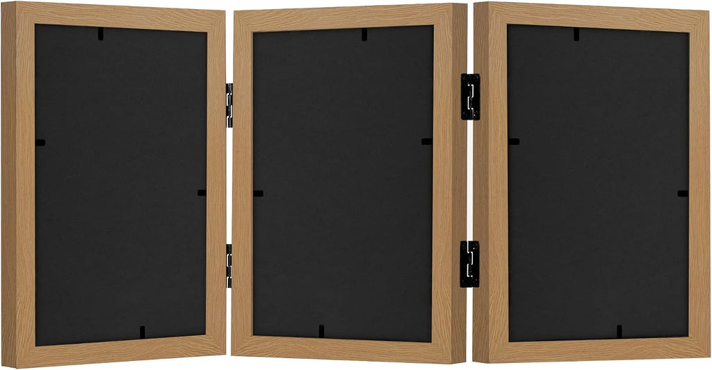 Americanflat 4x6 Hinged Triple Picture Frame - Engineered Wood - Dark Oak