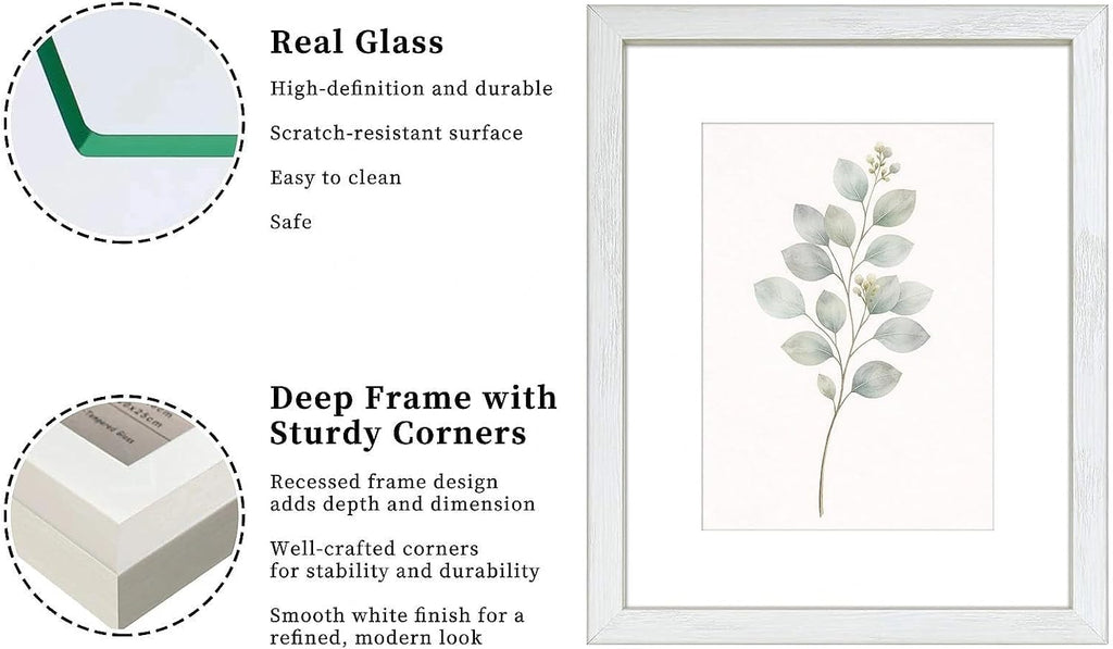 VIOLABBEY 8x10 Picture Frame Creamy White Set of 2, Shadow Bow