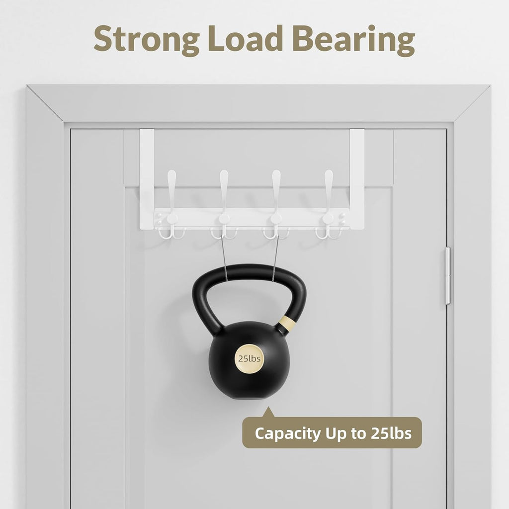 Heavy Duty Over The Door Towel Rack for Bathroom, White Door Towel Hanger