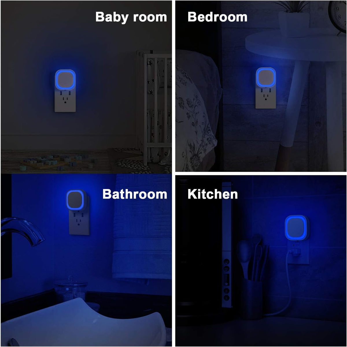 YUNLEX 6 Pack Blue Night Lights Plug into Wall, Dim Light for Bathroom