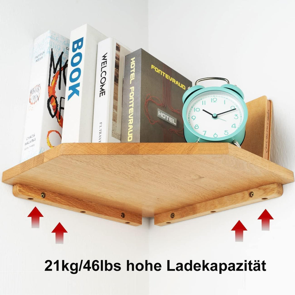 Corner Wall Shelf, Solid Oak Wood Floating Corner Shelf Organizer,Natural