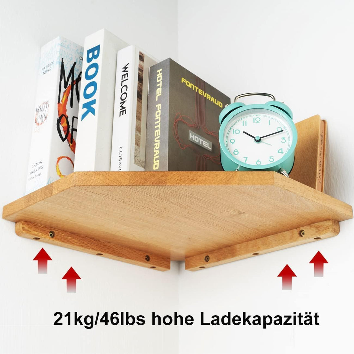 Corner Wall Shelf, Solid Oak Wood Floating Corner Shelf Organizer,Natural