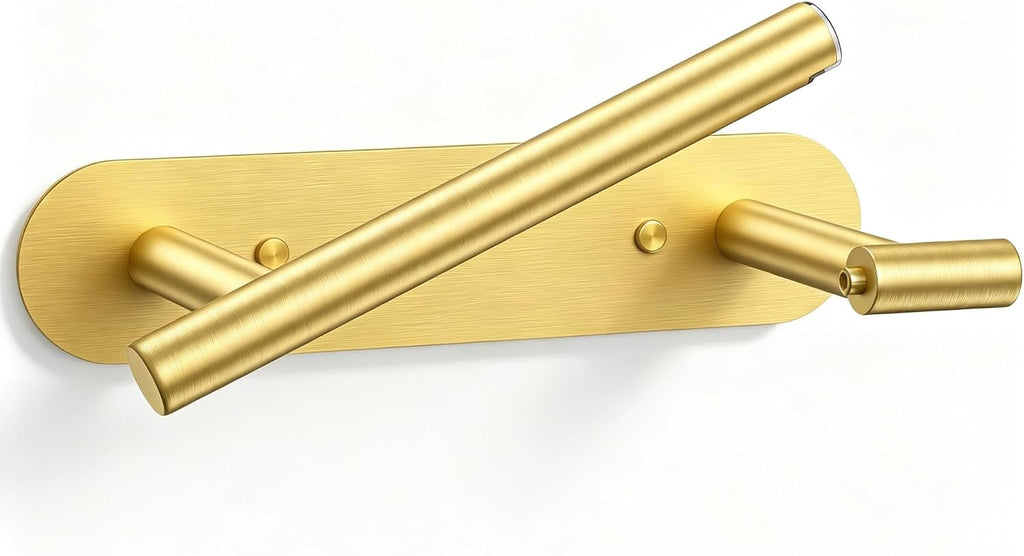 Adhesive or Screw Toilet Paper Holder, Brushed Gold Toilet Roll Holder