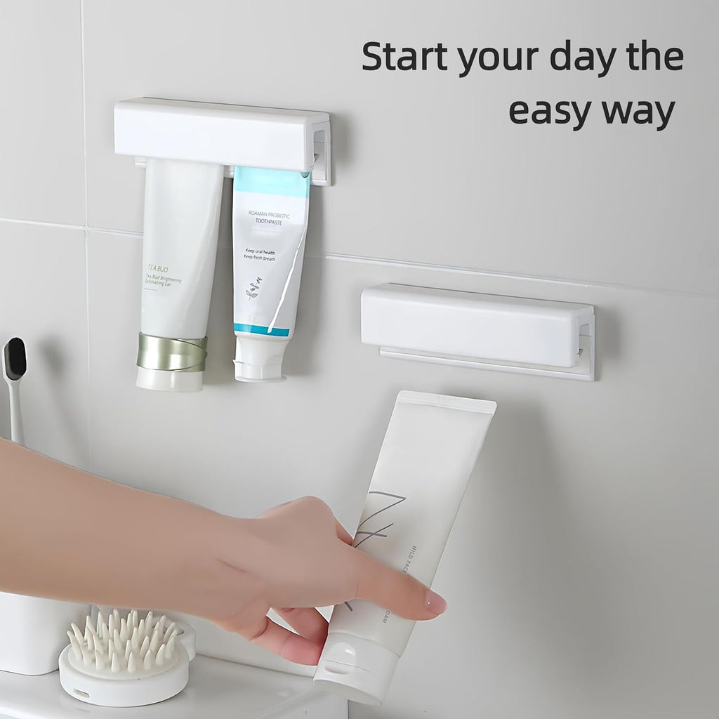 Adhesive Toothpaste Holder Wall Mounted for Bathroom c/w 1 Tube Squeezer