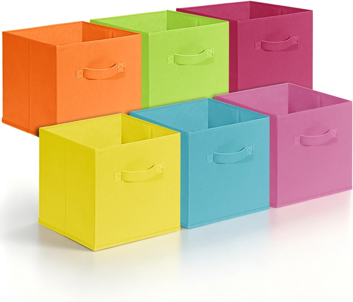 LHZ.K Cube Storage Bin, Foldable Fabric Storage Bins, 6Pcs, Rainbow