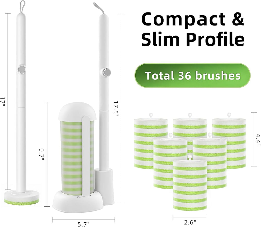 MOPALL Disposable Toilet Bowl Brush and Holder Set with 36 Refills