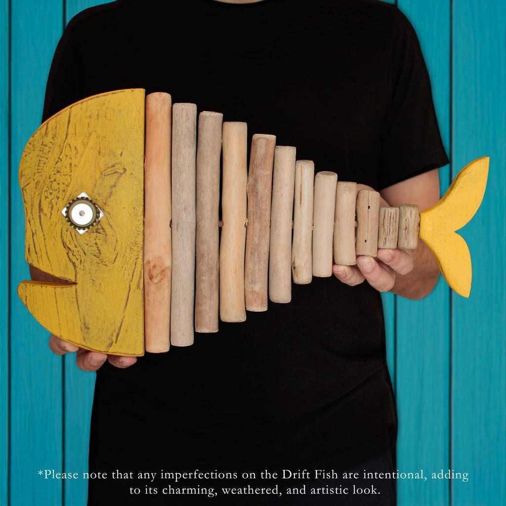 Drift Fish Handmade Wooden Rustic Coastal Wall Decor for any Room (Goldie)