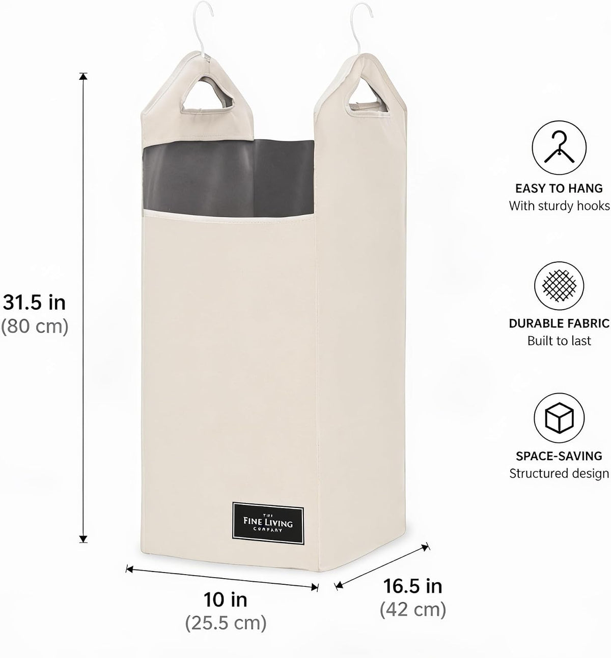 TFLC Hanging Laundry Hamper bag, Portable Clothes Hampers for Laundry Beige