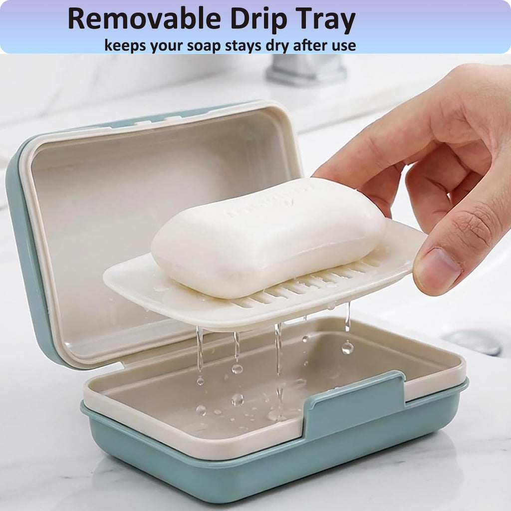 Bar Soap Holder Dish with Lid for Shower Bathroom Soap Dish Case for Travel Bar Soap Travel Case Soap Container Box Case Bar Soap Holder for Bathroom,Home, Gym,Hiking,Camping Leak-Proof Keep Dry-Blue