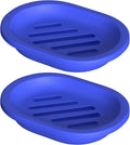 Topsky 2 Pcs Soap Dish Soap Holder for Shower, Soap Dishes Soap Savers for Bar Soap, Soap Bar Holder Shower with Drip Tray, Plastic Double Layer Draining Soap Box for Bathroom Kitchen - Blue