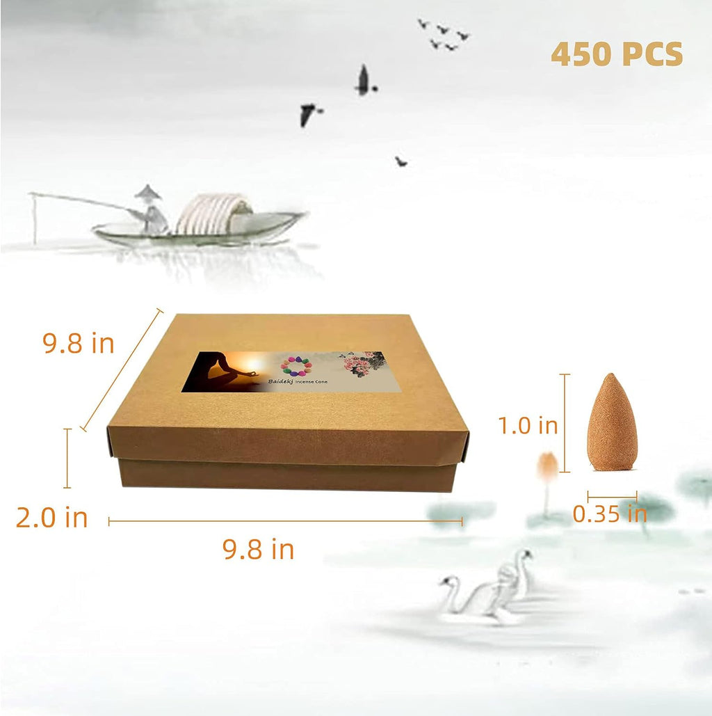 450 Backflow Incense Cones 9 Natural Scents for Waterfall Burner