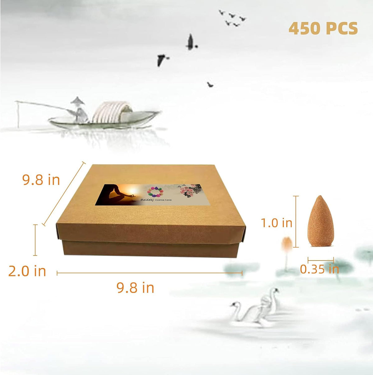 450 Backflow Incense Cones 9 Natural Scents for Waterfall Burner