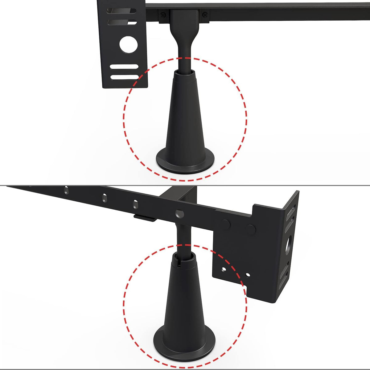 6 Pcs 5'' High Rise Bed Frame Risers, Heavy Duty Stem Bed Frame Feet