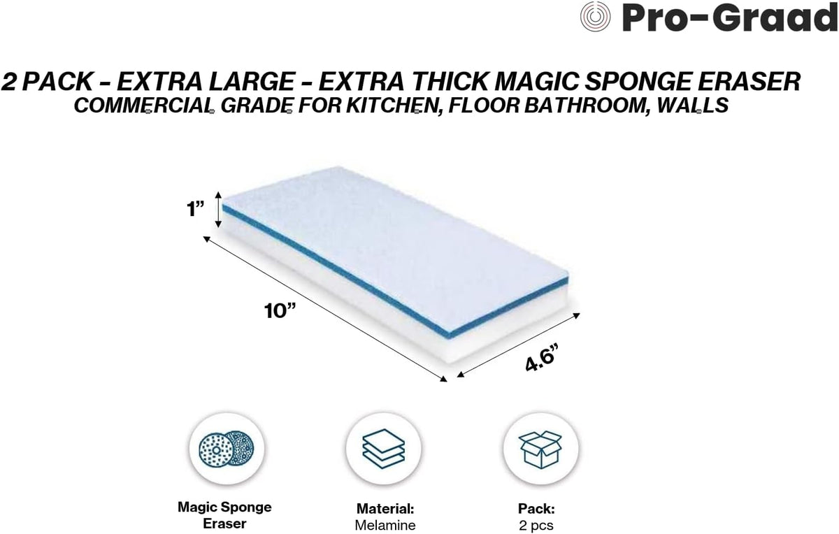 4610 Eraser Pads 4.5" x 10" Melamine Mop Sponges, 2 Pack