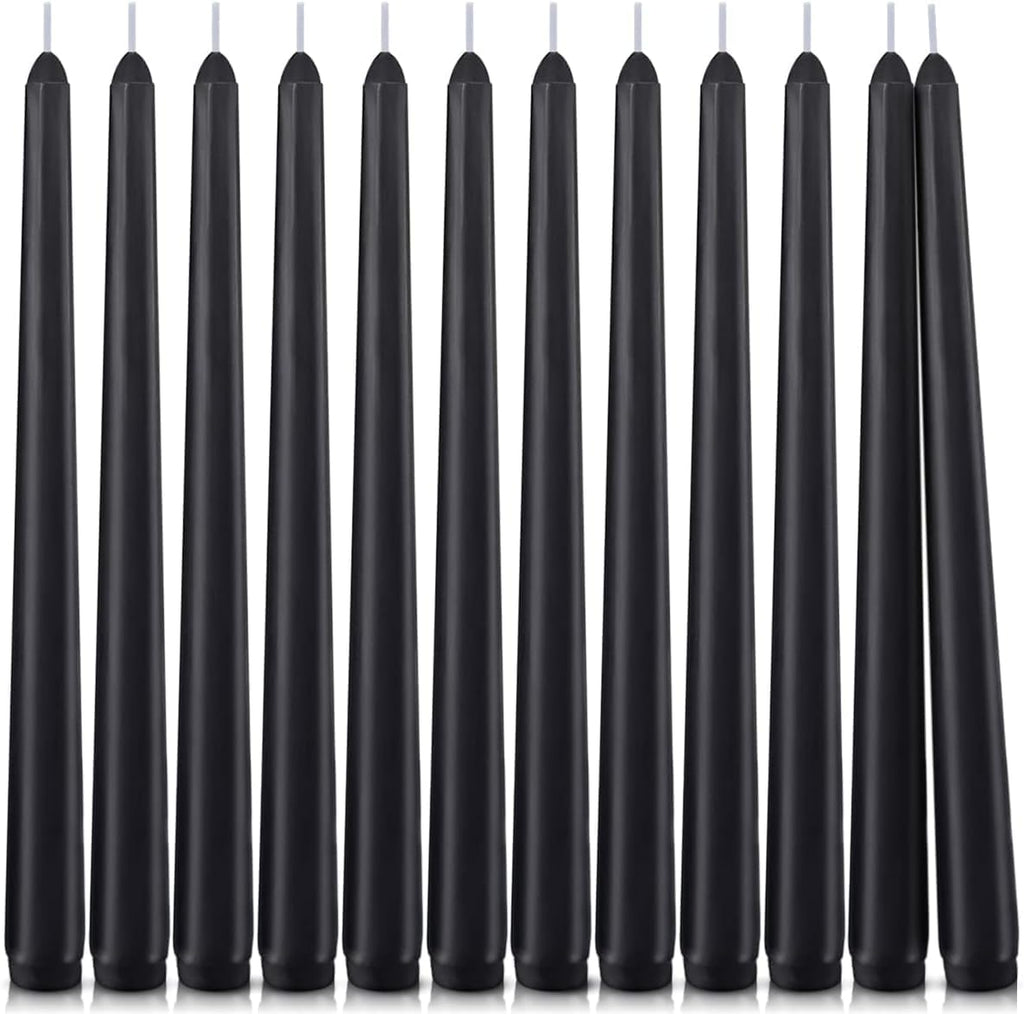 Black Taper Candles, 50 Pack, 0.8"W x 10"H