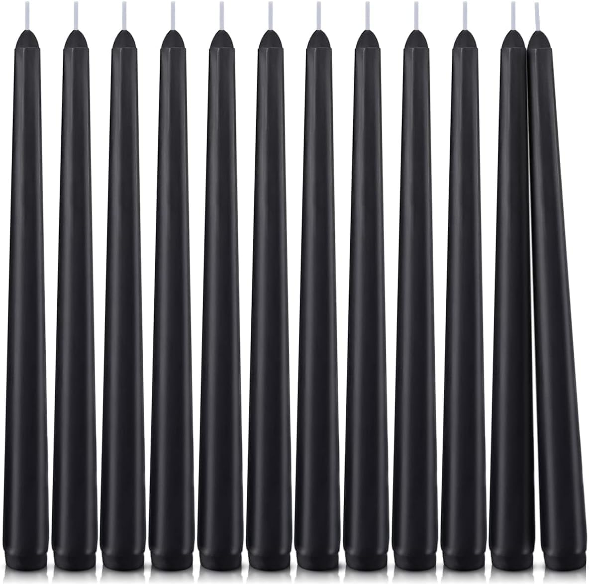 Black Taper Candles, 50 Pack, 0.8"W x 10"H