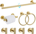 TQKAG 8-Pieces Bathroom Hardware Set, Brushed Gold Towel Bar Set 23.6 Inch