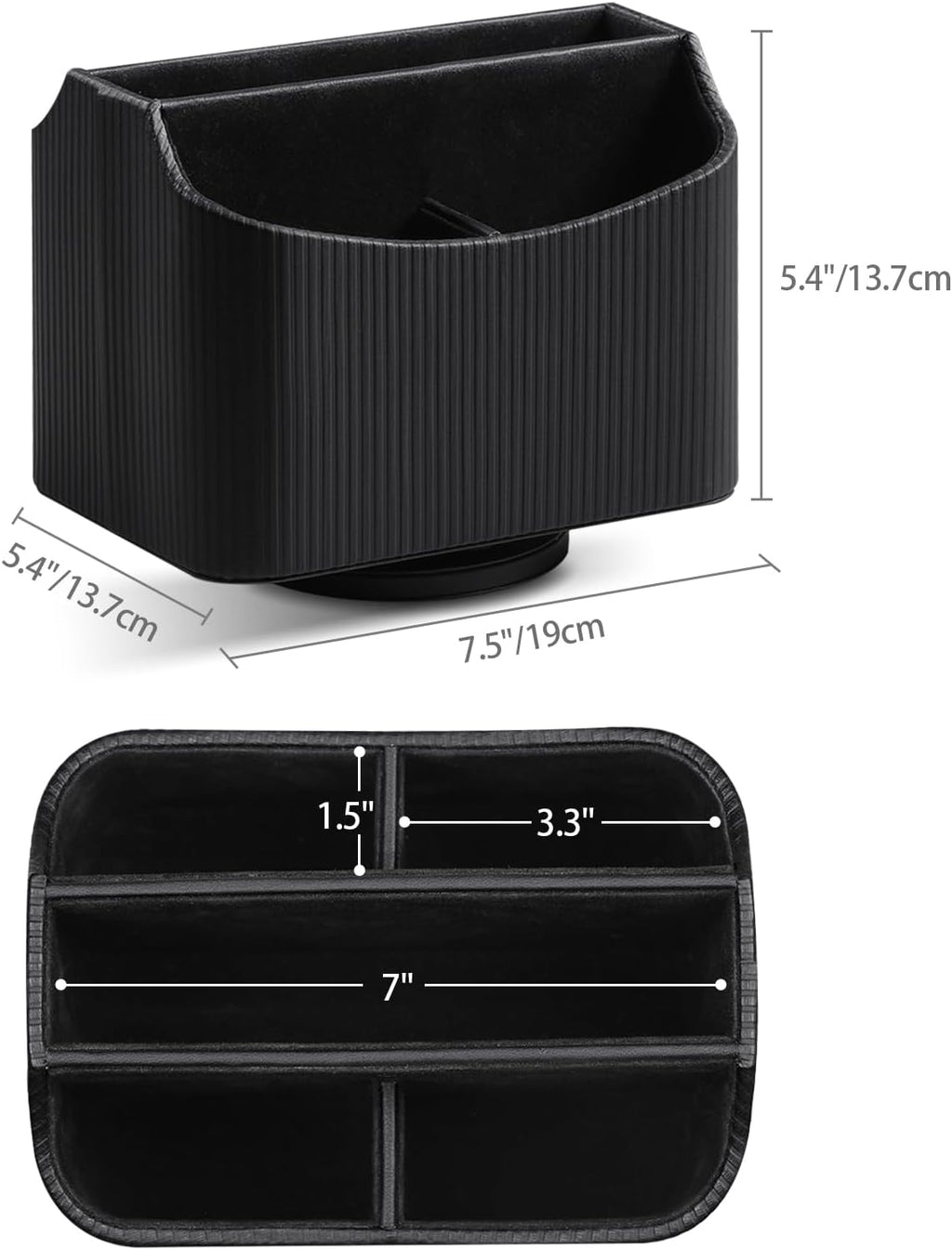360° Rotating Desk Organizer, Lazy Susan Remote Control Holder, Black