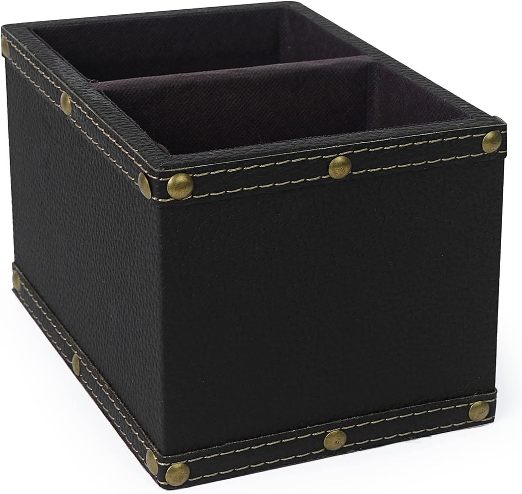 DreamsEden 2 Slots Wood Remote Control Holder Storage Box (Black)