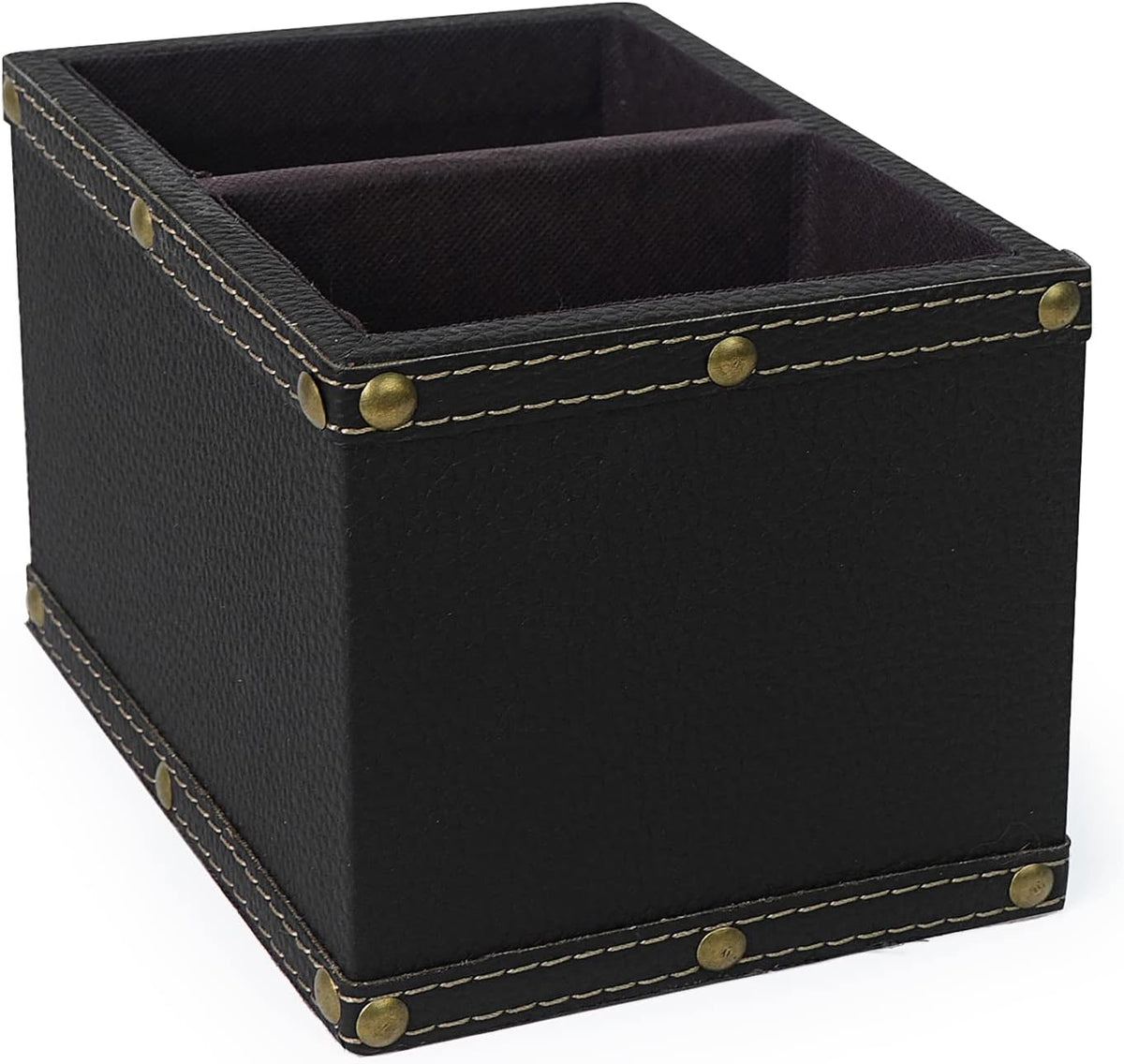 DreamsEden 2 Slots Wood Remote Control Holder Storage Box (Black)