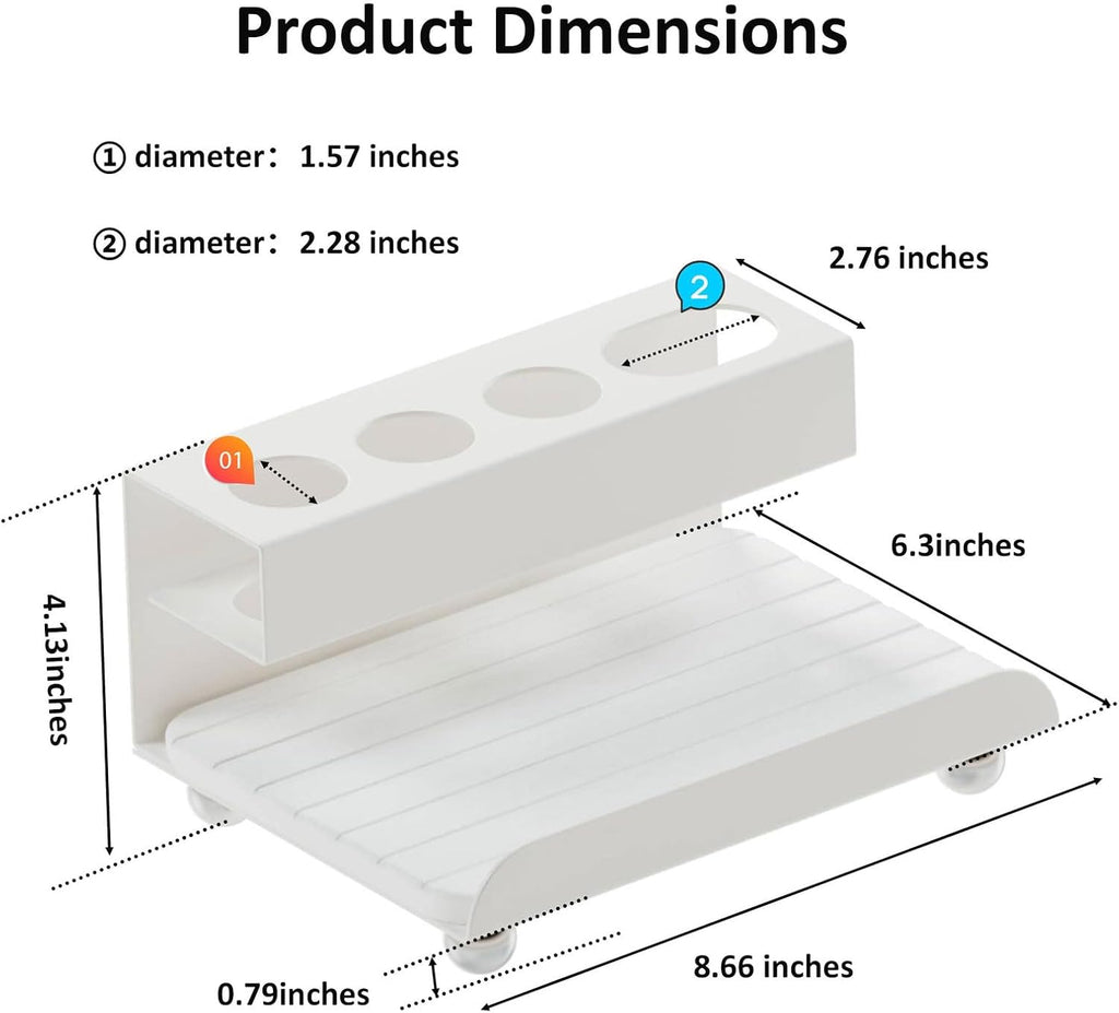 YOOLENS Quick Dry Electric Toothbrush Holder 4 Slots Metal Bathroom Counter Organizer for Toothpaste Razor Mouthwash, White
