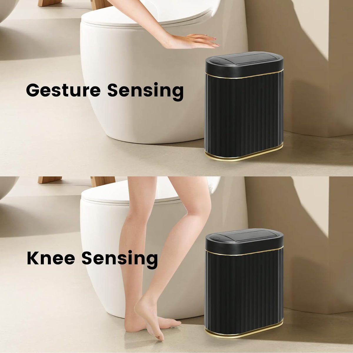 ELPHECO Motion Sensor Bathroom Trash Can with Lid 2 Gal Automatic Trash Can