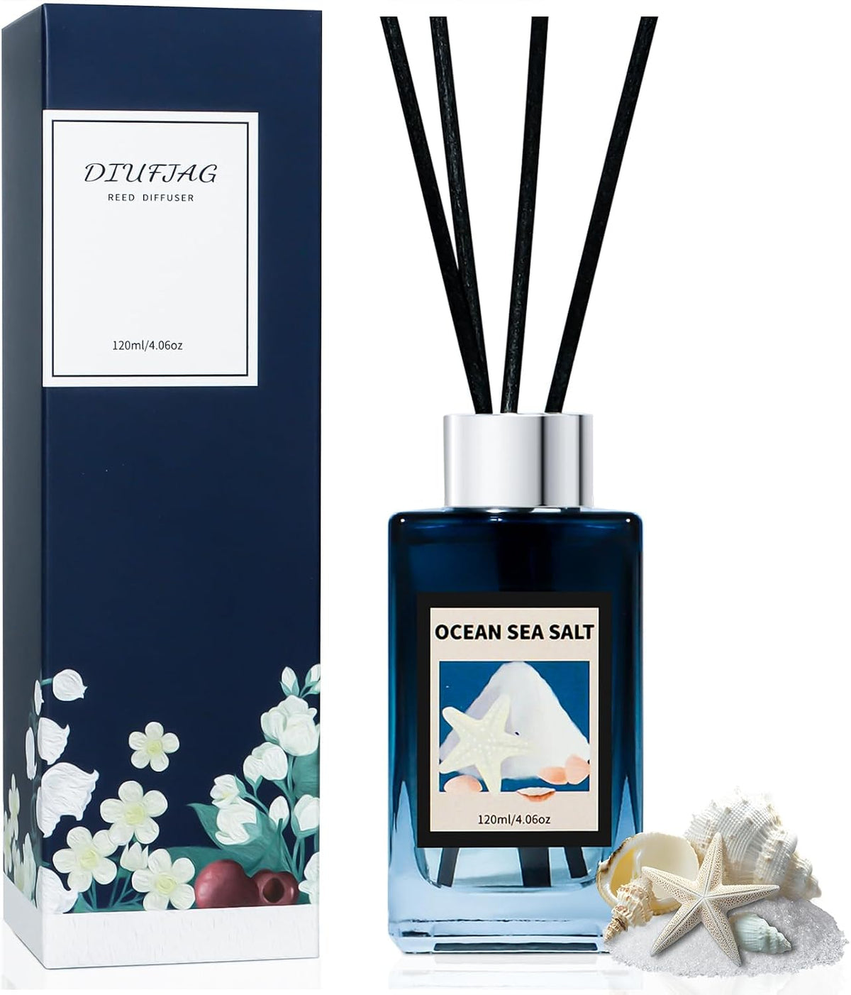 4.06 oz Reed Diffuser Set Ocean Salt Air Freshener for Home