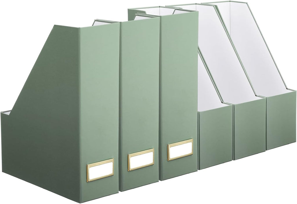 Feifeiya Magazine Holder Set of 6 Cardboard File Holder Desk, Sage Green