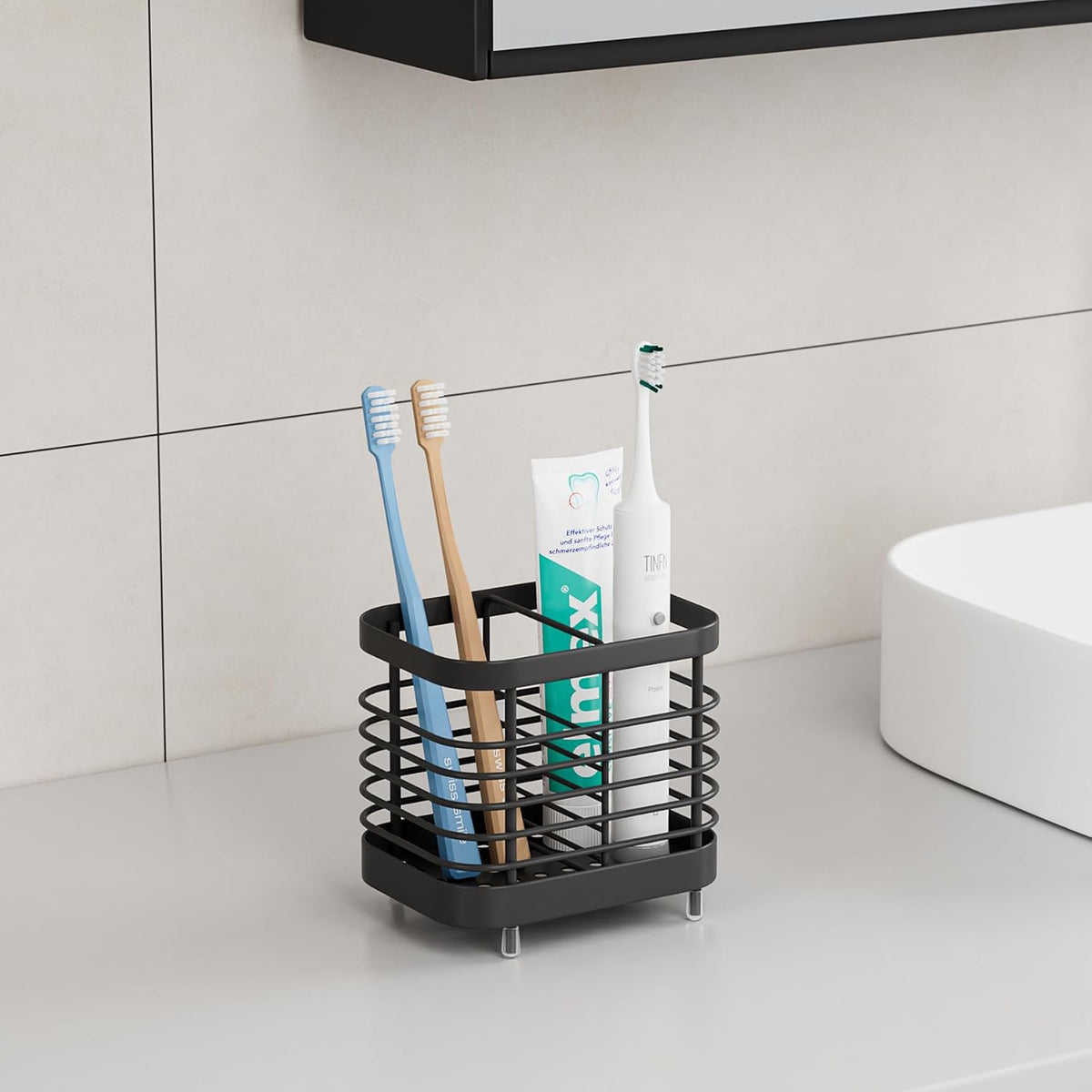 Stainless Steel Electric Toothbrush Holder for Bathroom Wall & Countertop